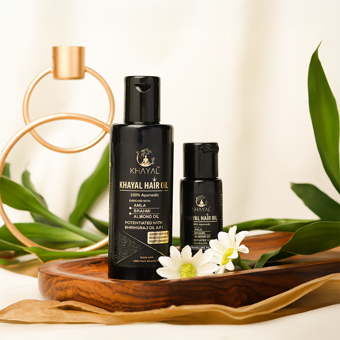 Khayal Hair Oil with Pure Sesame Oil Base | For Hair Strength & Scalp Health | 100% Organic | Crafted by Taila Paka Vidhi