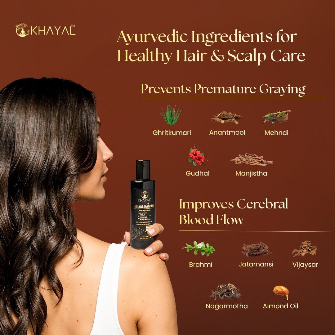 Khayal Hair Oil with Pure Sesame Oil Base | For Hair Strength and Scalp Health | 100% Organic |Crafted by Tail Pak Vidhi